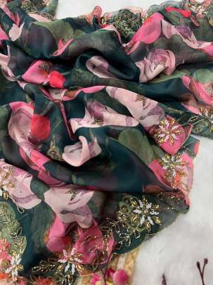 exclusive floral handwork saree Party wear saree